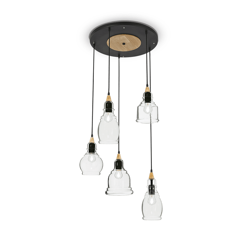 GRETEL - Lámpara colgante 5 Luces - Negro - Ideal Lux - PerLighting Tienda de lamparas e iluminación online