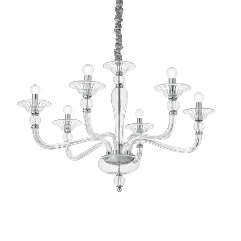 DANIELI_SP6_TRASPARENTE DANIELI - Lámpara colgante 6 Luces - Transparente - Ideal Lux