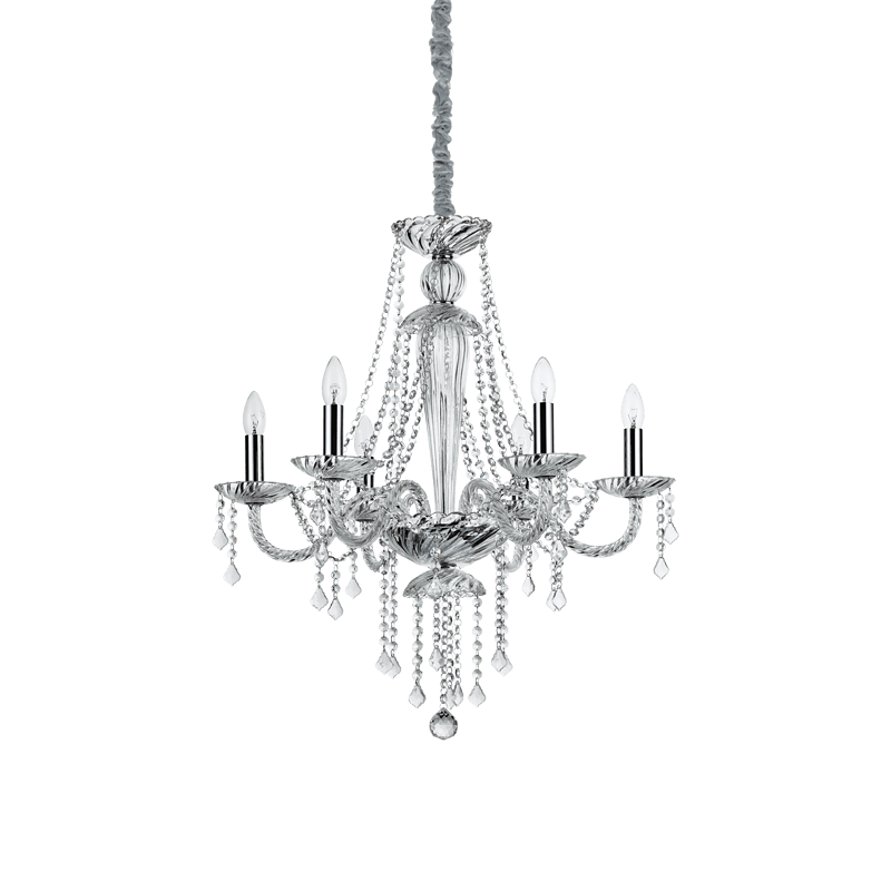 AMADEUS_SP6 AMADEUS - Lámpara colgante 6 Luces - Transparente - Ideal Lux