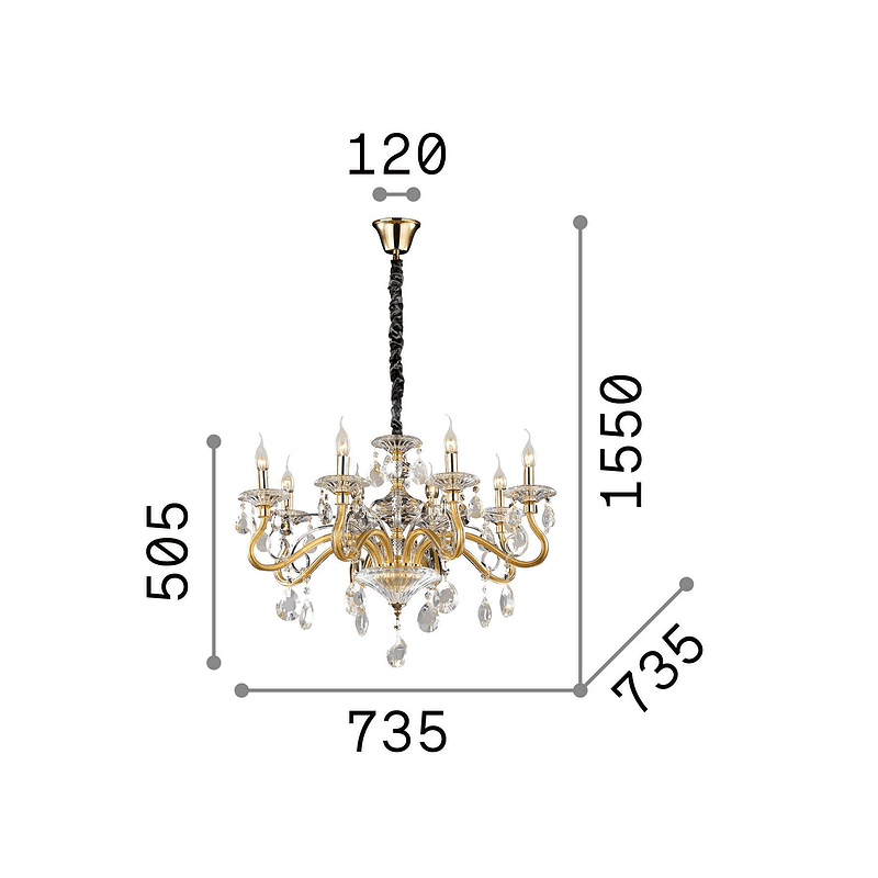 Negresco - Lámpara colgante - Oro - Ideal Lux - PerLighting Tienda de lamparas e iluminación online
