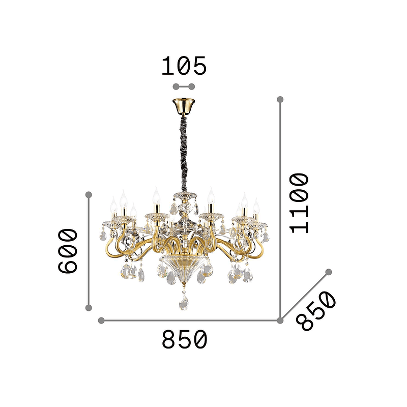 Negresco 10 - Lámpara colgante - Oro - Ideal Lux - PerLighting Tienda de lamparas e iluminación online