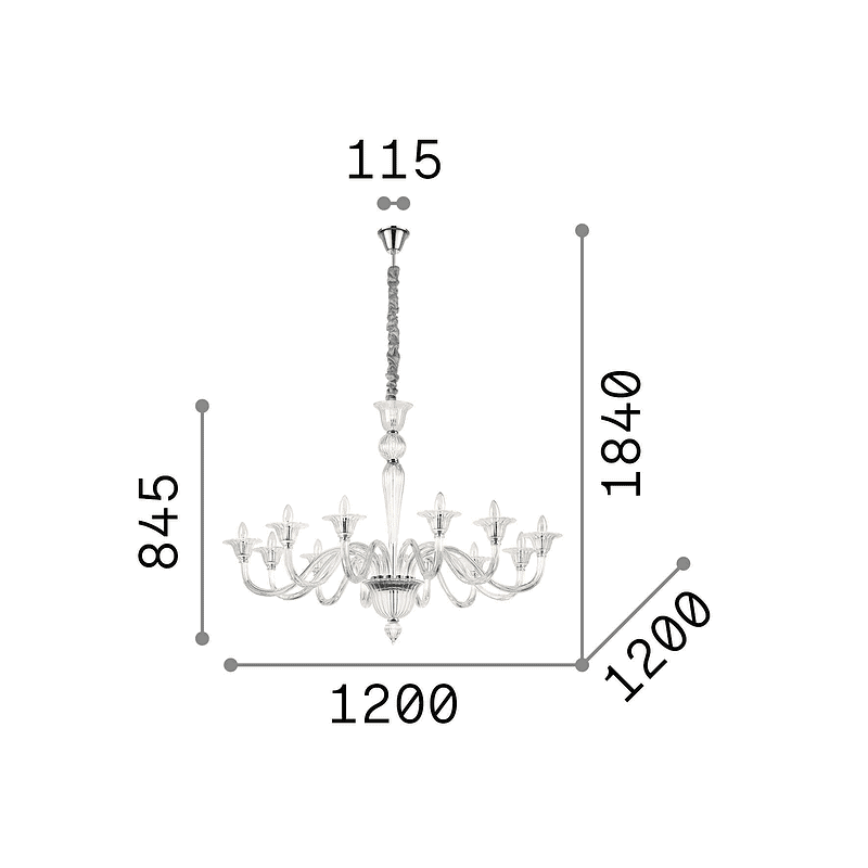 Brigitta 12 - Lámpara colgante - Transparente - Ideal Lux