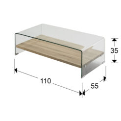 Mesa de Centro Sonoma 110cm Cristal y Madera Schuller