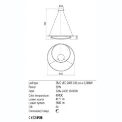 TORSION 550 - Lámpara colgante - Blanco 4000K - Redo